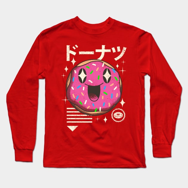 Kawaii Donut Long Sleeve T-Shirt by Vincent Trinidad Art